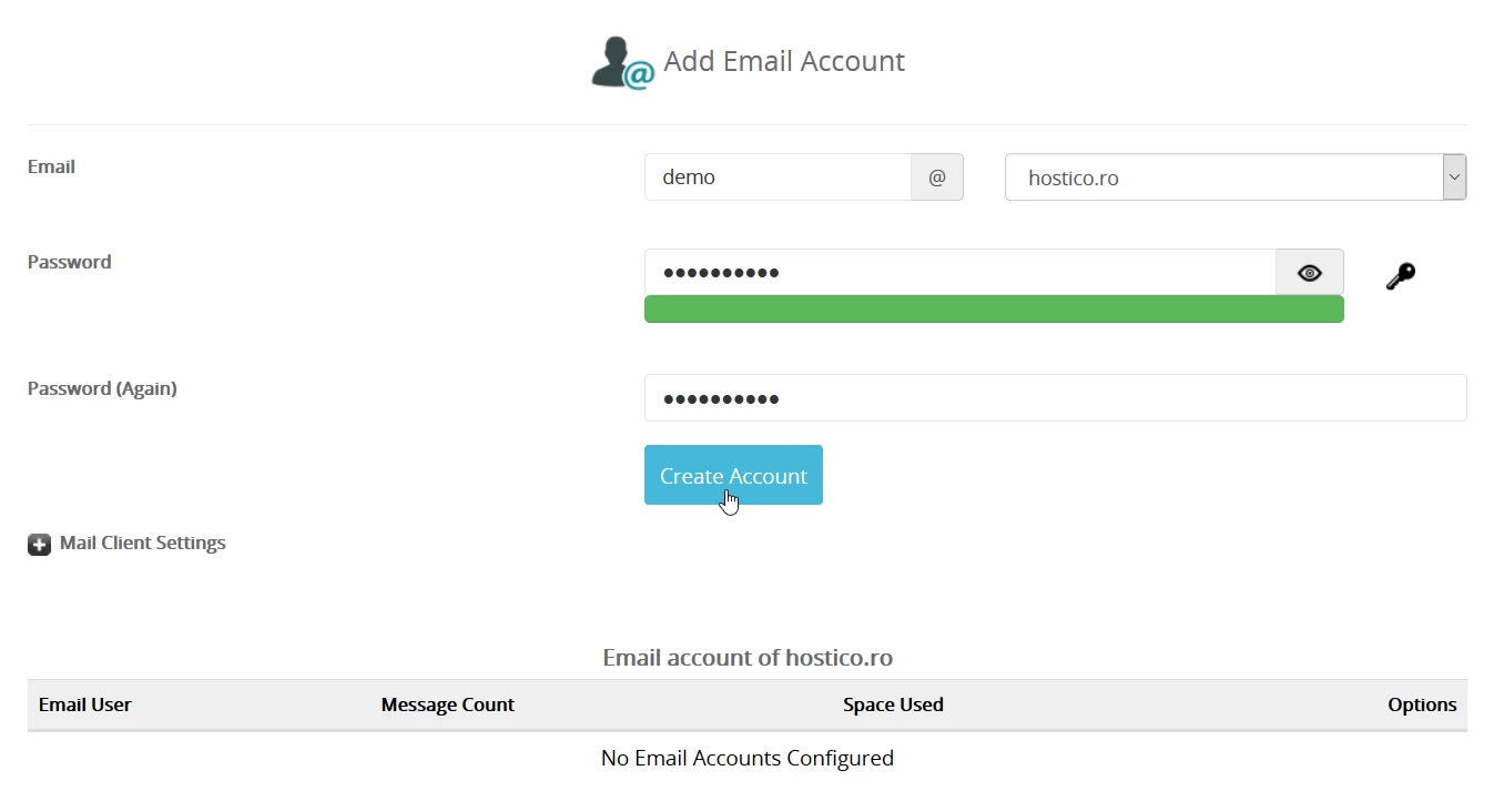 Aggiunta account email e completamento webuzo