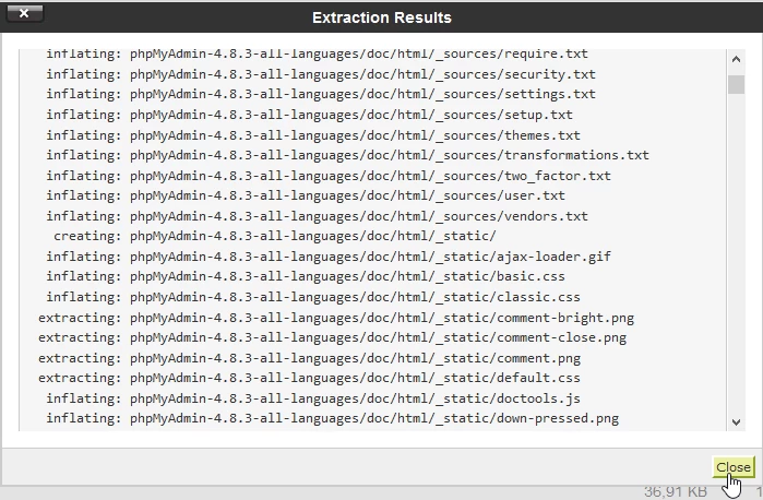 Fereastra cu raport fisiere