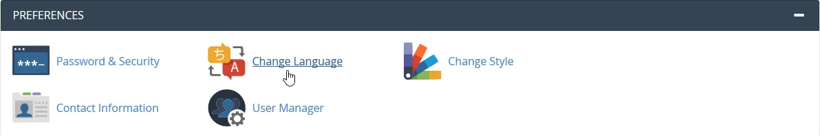 Sezione Preferenze cPanel
