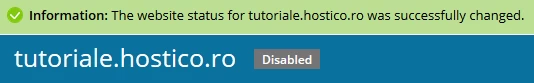 Stare dezactivare a site-ului Plesk