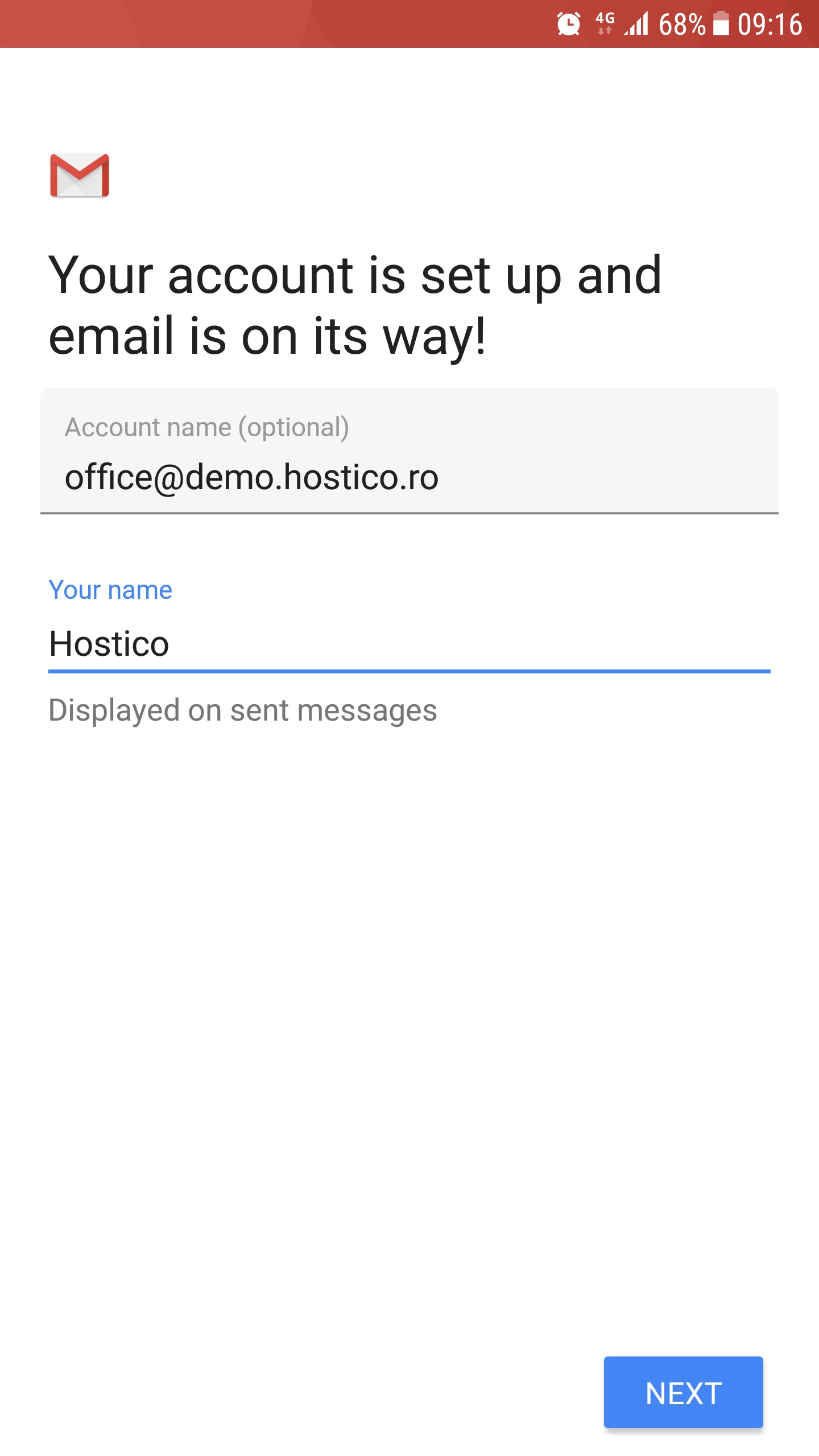 Il tuo account è impostato e-mail
