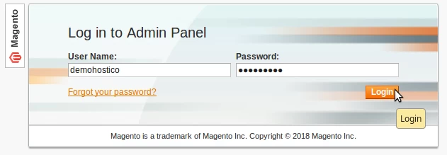 Logare in panou  Magento 1.9