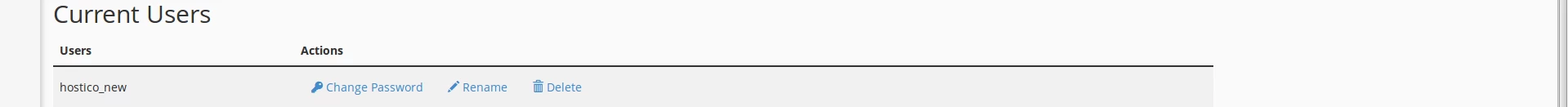 Optiuni utilizator MySQL cPanel