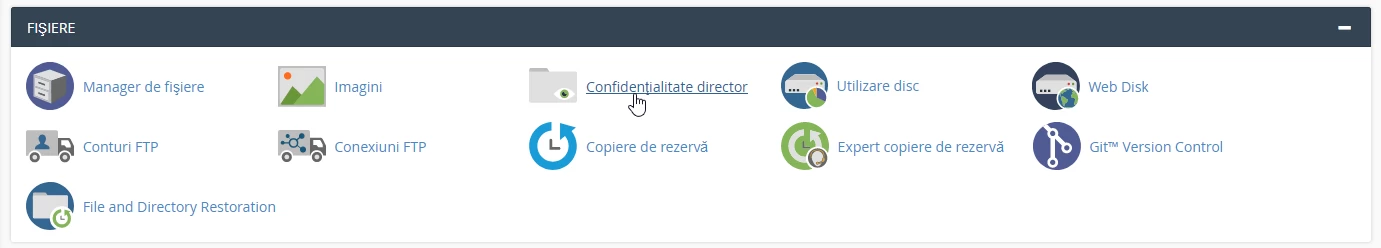 Confidentialitate director cPanel