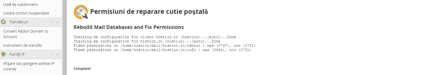 Raport reparare cutie poștala