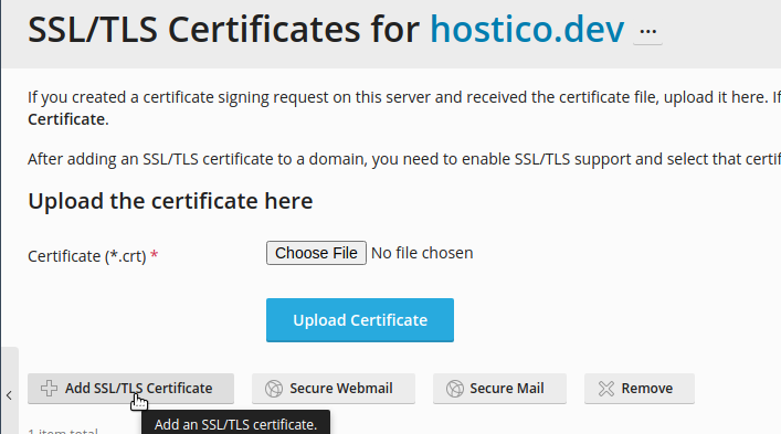 Add ssl certificat