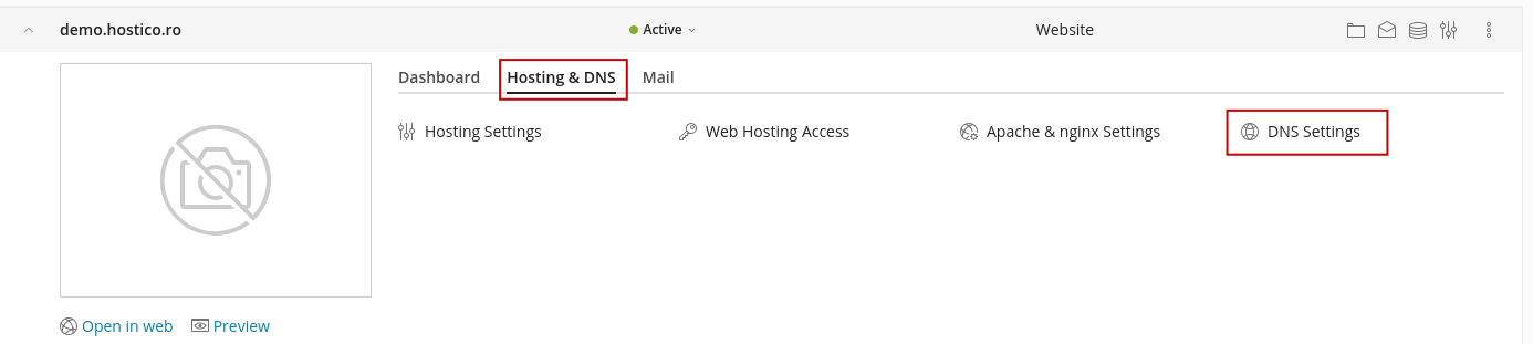 Impostazioni DNS Plesk